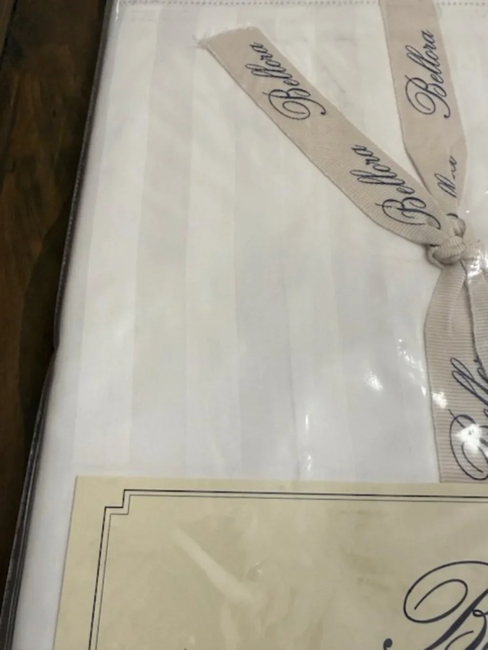 Bellora 280 Thread Count Twin Flat Sheet Wide White Stripe Cotton Made in Italy